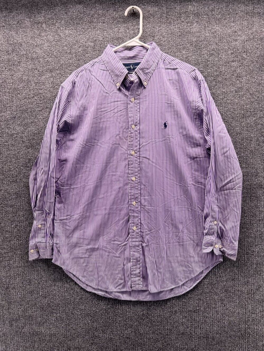 Ralph Lauren Shirt Men 16.5 32/33 Purple Stripe Long Sleeve Button Classic Fit